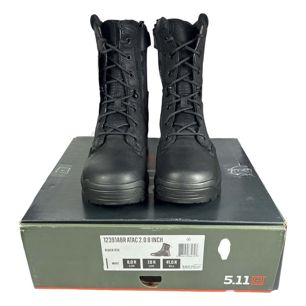 NIB 5.11 Tactical Mens Size 8 Reg ATAC 2.0 8" Side Zip Boots 12391ABR Black